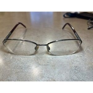 BURBERRY B1157 1003 Italy Silver/Burgundy Half Rim Eyeglasses Frame 52-17-135
